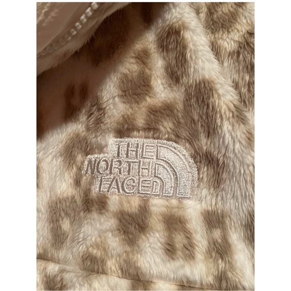 North Face Cropped Leopard Osito Hoodie Jacket 3/4 zip - Picture 2 of 4
